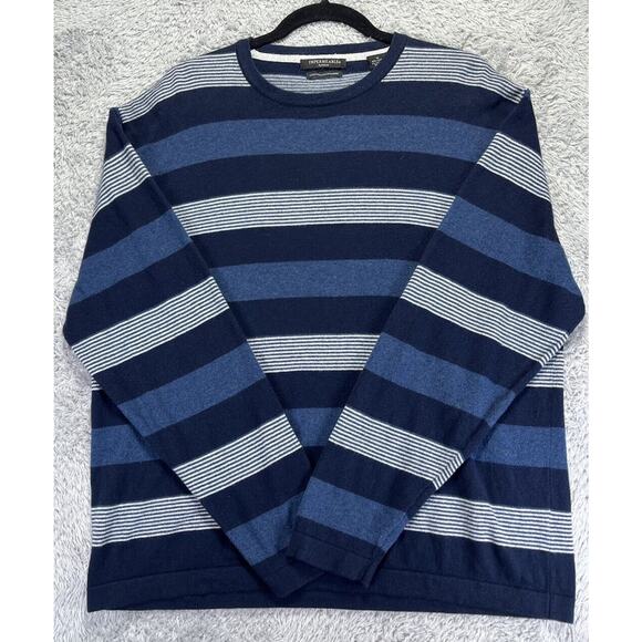 Impermeable Platinum XL Mens Sweater Striped Cotton Cashmere Blue White Navy - Picture 1 of 8